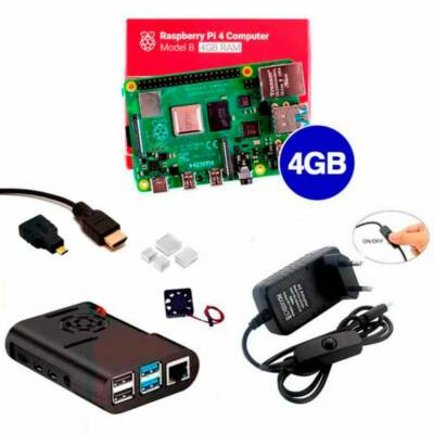 Kit Raspberry Pi 4 4GB c/ Case, Cooler, Fonte e Dissipadores