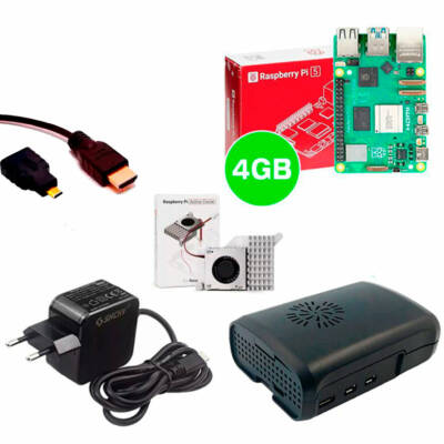 Kit Raspberry Pi 5 4GB c/ Case + Active Cooler Oficial e Fonte 27W