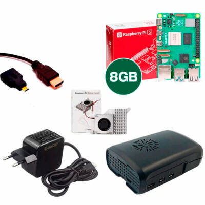 Kit Raspberry Pi 5 8GB c/ Case + Active Cooler Oficial e Fonte 27W