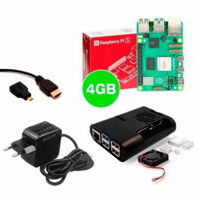 Kit Raspberry Pi 5 4GB c/ Case, Cooler, Dissipadores e Fonte 27W