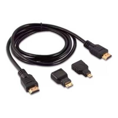 Cabo HDMI + Adaptador Micro HDMI e Adaptador Mini HDMI